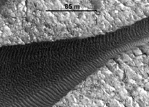 Martian sand dunes rippling
