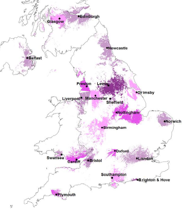 Map showing the initial 21 locations