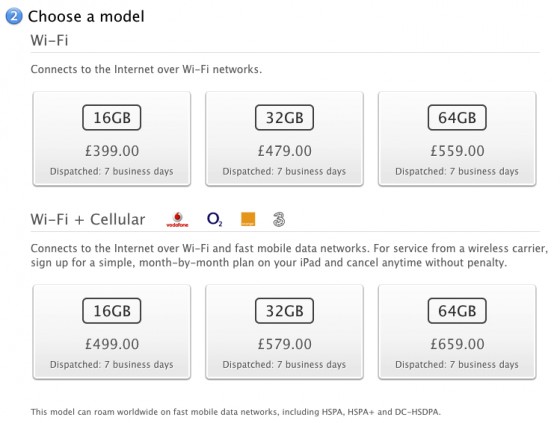 The new wording on Apple's UK website for the 4G iPad