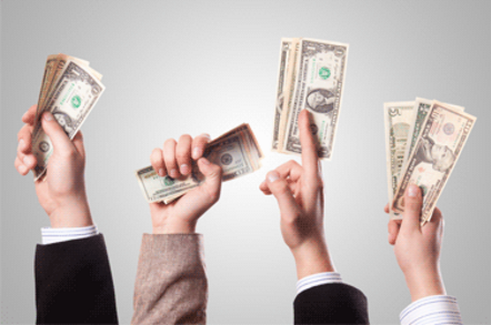 money notes lifted up