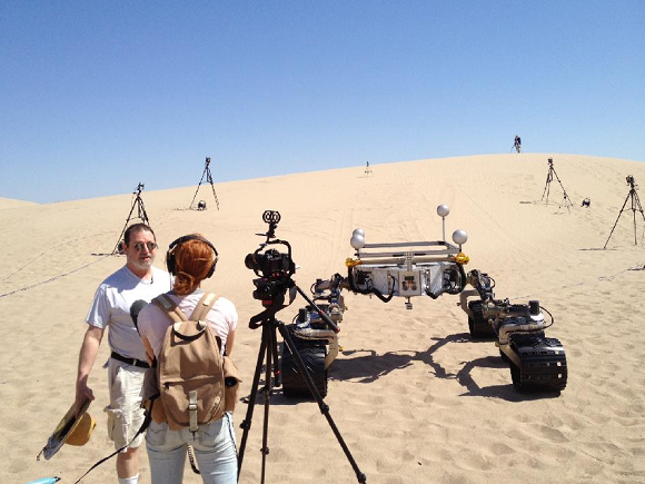 The Scarecrow stand-in (for the Curiosity Mars rover) in tests in the Mojave desert. credit: NASA/JPL