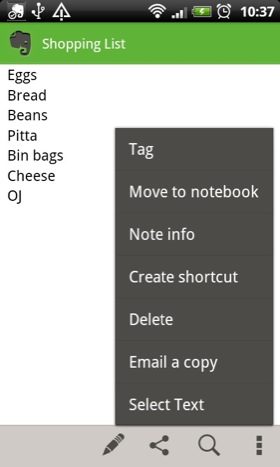 Evernote Android app screenshot