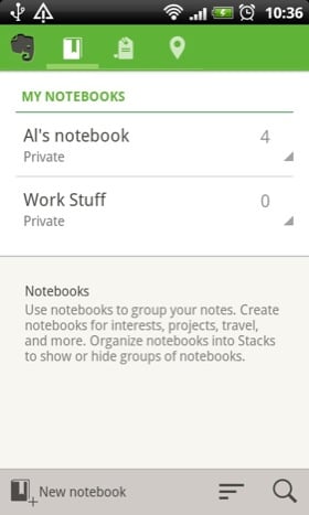Evernote Android app screenshot