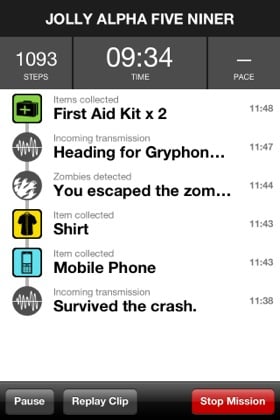 iOS app Zombies Run screenshot