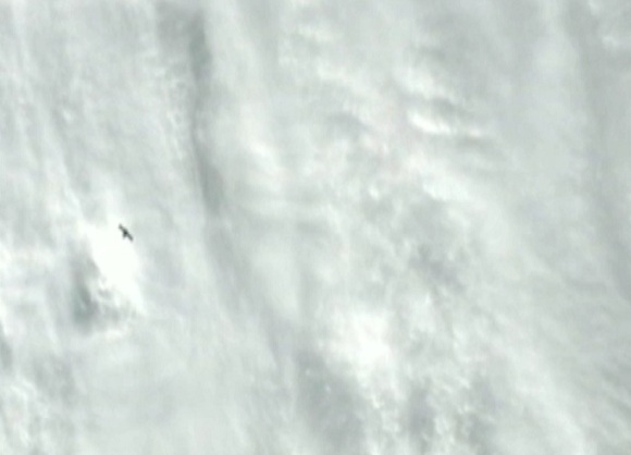 Dragon spacecraft seen on flyby beneath ISS above the Pacific, solar panels extended. Credit: NASA
