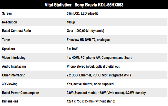 Sony Bravia 55-inch KDL-55HX853 LED TV