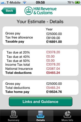 HMRC Tax Calc iOS app