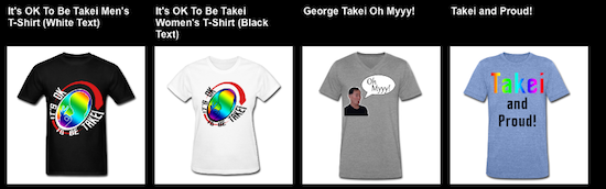 Takei Tshirts, credit: screengrab Allegiance Musical merchandise site