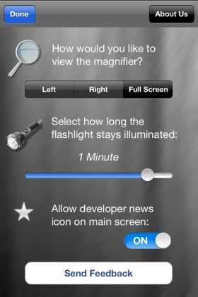 Over 40 Magnifier iOS app screenshot