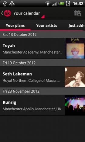 Songkick Concerts Android app screenshot