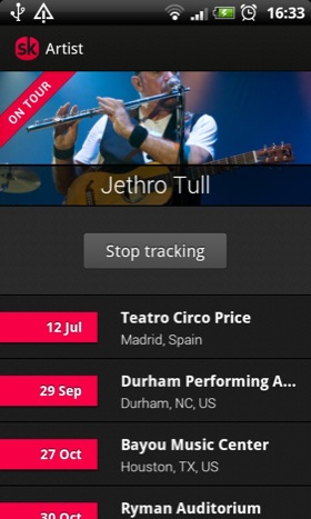 Songkick Concerts Android app screenshot