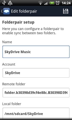FolderSync Android app screenshot