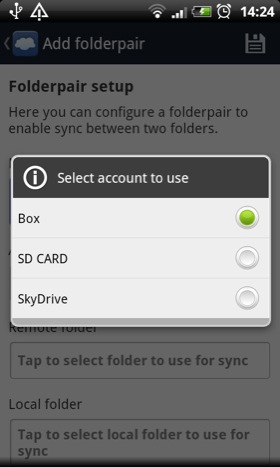 FolderSync Android app screenshot