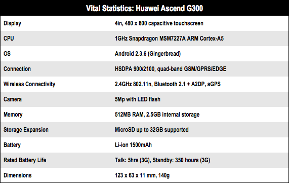 Huawei Ascend G300 Android smartphone