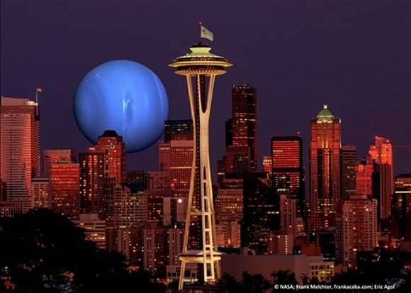 Gas giant sits on the Seattle skyline