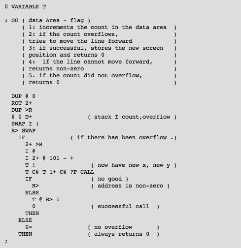 Forth code for the Ace by David F Corner