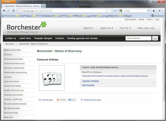 The Guernsey site when it went wrong and started displaying information about Borchester