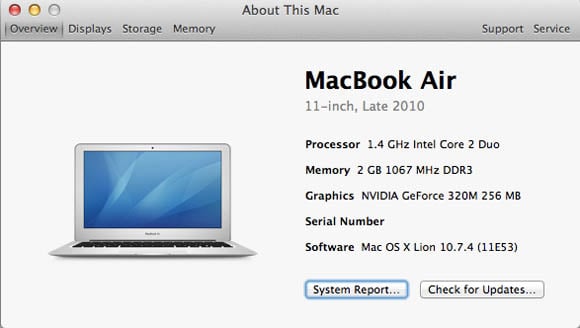 About This Mac > More Info...