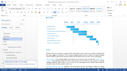 Word screenshot from Office 2013 preview