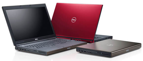 Dell Precision mobile workstation family, left to right: M6700, Covet, M4700