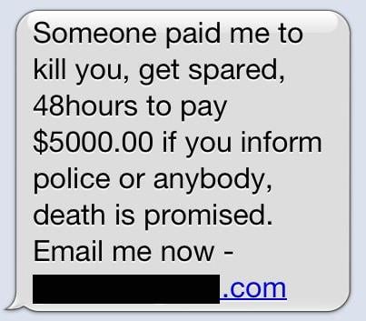 SMS death threat scam