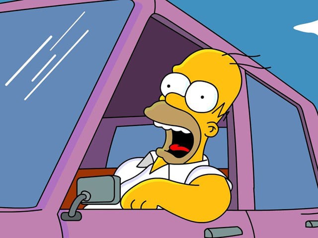 Homer Simpson driving