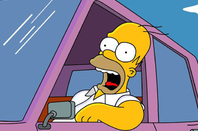 Homer Simpson driving
