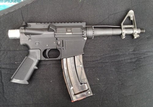 Image of AR-15 rifle assembled from 3D-printed parts