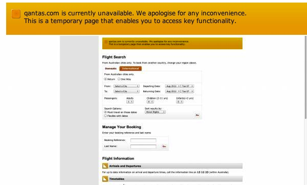 qantas website crash