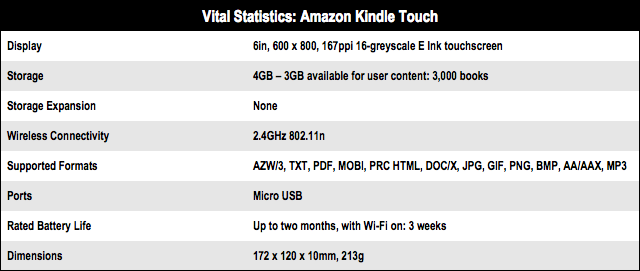 Amazon Kindle Touch e-book reader