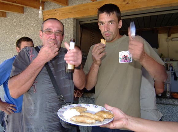 Two local chaps give pierogi the thumbs-up