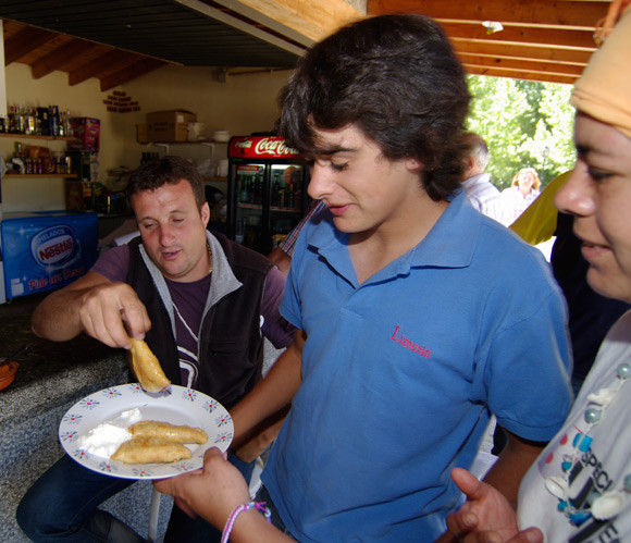 A local lad looks unimpressed with pierogi