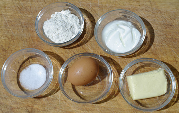 The ingredients for the pierogi dough