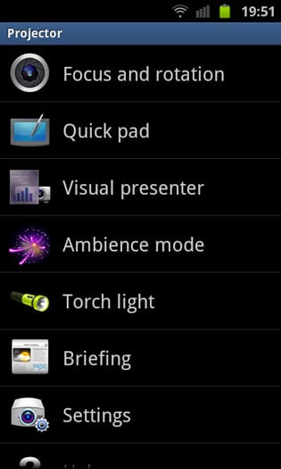 Samsung Galaxy Beam Android projector phone