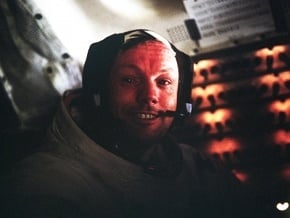 Neil Armstrong in the Eagle after the Apollo 11 moonwalk