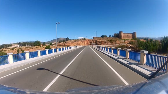 A viewof Barco de Avila from the GoPro HERO2, mounted on top of the van