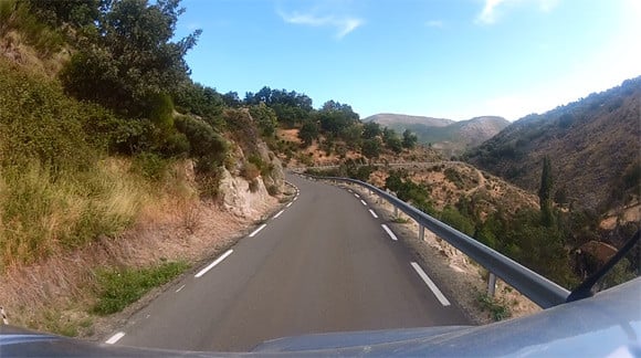 A view of the mountains from the GoPro HERO2 camera atop the van