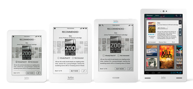 Kobo 2012 e-book reader line-up