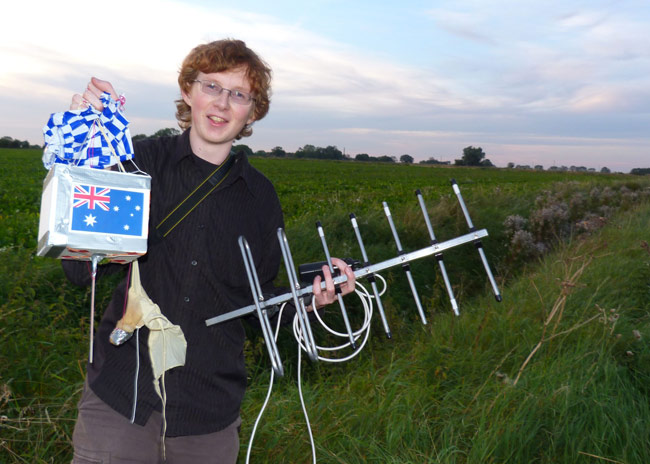 Mark Jessop with his recovered Millinut payload