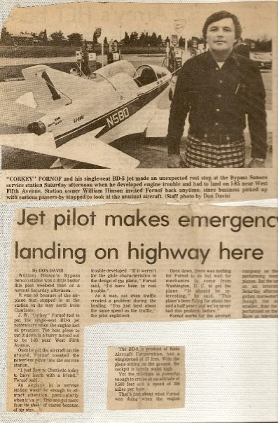 Corky and the BD5 in a news clipping