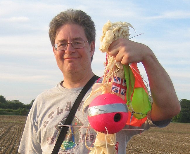 Dave Akerman with his recovered Cloud 7 payload