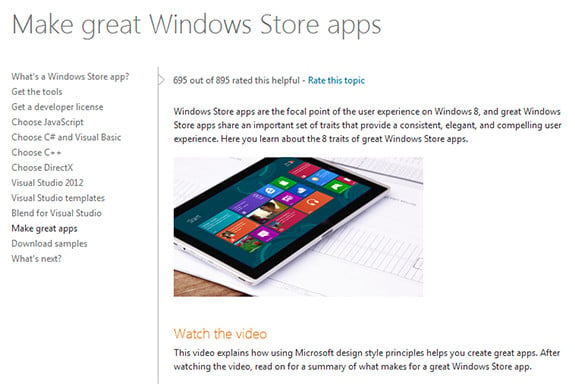 Screenshot of a Microsoft promotion for Windows Store Apps