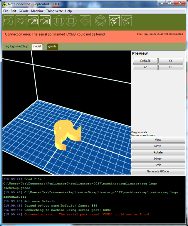 Greplicator software showing model