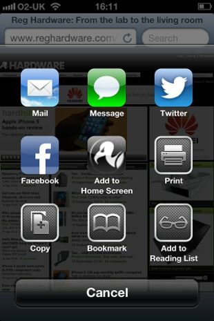 Apple iOS 6 share menu