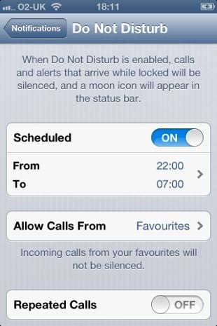 Apple iOS 6 Do not disturb