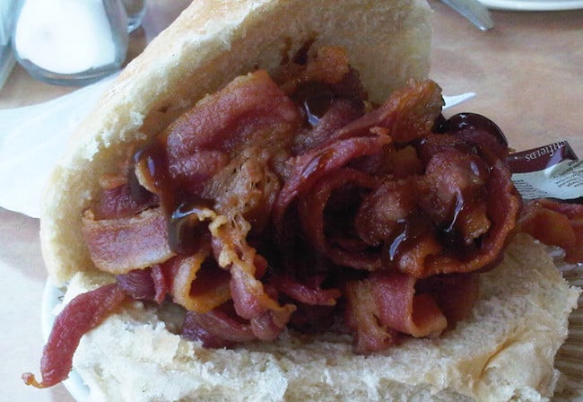 Neil Cardy&amp;#39;s massive bacon sarnie from a cafe on the A90