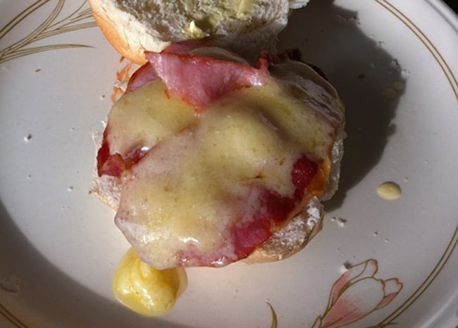 Richard Bedford's bacon on a roll with melted cheese