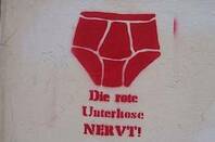 the red underpants are bugging from buechertiger&amp;#39;s Flickr feed of Bonn street art