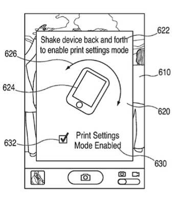 Illustration from Apple's 'shake to print' patent application