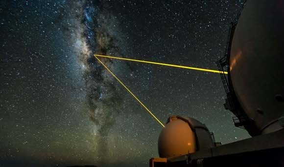 Keck Telescopes on Mauna Kea, Hawaii, observing the galactic centre